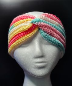 Stay warm in style with this adorable crochet head wrap, available in multiple sizes to fit the whole family! Perfect for mommy and me matching 🥰 This handmade ear warmer features soft, comfortable yarn in cheerful pastel stripes, combining shades of Sunset Pink, Sunny Yellow, Sky Blue, and Snow White for a bright and playful look. Crafted with care, this head wrap is designed to keep your ears cozy while adding a pop of color to your outfit. The twisted front design adds an extra touch of char Adjustable Yarn Headband, Crochet Yarn Headband One Size Fits Most, Crochet Ear Warmer Headband, Adjustable Multicolor Crochet Headband, Adjustable Pink Crochet Headband, Sunset Pink, Yellow Sky, Pastel Stripes, Ear Warmer Headband