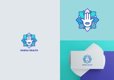 the logo for hamsa health is shown on top of two envelopes, one with a