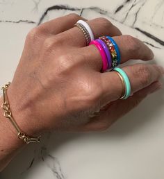 Stack bands Bright colors Spring rings Stack bands Jennifer Miller, Heart Necklace Diamond, Gold Heart Necklace, Big Heart, Love Necklace, Diamond Heart, Heart Of Gold, Bright Colors, Heart Jewelry