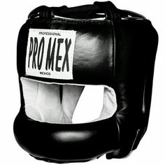 a black and white photo of a boxing glove with the word pro mex printed on it