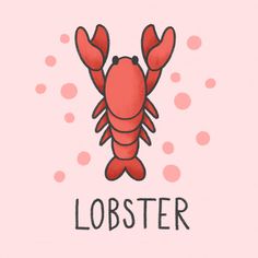 a red lobster with the word lobster on it's chest and dots in the background