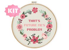 a cross stitch pattern with the words you are pretty awesome and pink flowers on it