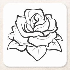 a black and white drawing of a rose