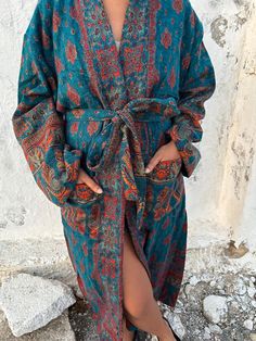 Unisex yak wool robe Fits upto size 2Xl Oversized Bohemian Wrap Robe, Bohemian Open Front Robe For Loungewear, Bohemian Open Front Loungewear Robe, Oversized Bohemian Kimono For Loungewear, Bohemian Robe For Fall Loungewear, Bohemian Fall Robe For Loungewear, Winter Long Sleeve Relaxed Fit Robe, Bohemian Long Sleeve Kimono For Loungewear, Oversized Bohemian Fall Robe