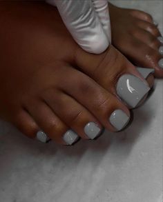 Grey Pedicure Toenails, Grey Toe Nail Designs, Grey Toenails, French Tip Pedicure With Design, Gray Toe Nails, Feet Designs Toenails, Toe Nails Inspiration, Blue Acrylic Toes, Royal Blue Toe Nails