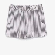 Zara Striped Shorts Nwt Side Pockets Elastic Waistband Silk Type Fabric Size:S Offers Are Welcome Chic Striped Spring Shorts, Chic Striped Shorts For Spring, Casual White Shorts For Work, Chic Striped Cotton Shorts, Chic Striped Shorts With Elastic Waistband, Zara Casual Shorts With Elastic Waistband, Casual Zara Shorts With Elastic Waistband, Zara Casual Summer Shorts, Chic Zara Shorts For Vacation