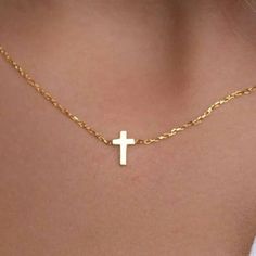 Our solid 14k gold cross necklace is perfect for layering and suitable for everyday wear. Adding a cross pendant to your collection is something you can pass down to future generations. This dainty cross choker is a special gift for yourself or others, a dainty cross will make a beautiful accent piece for any occasion. Size: one size.  Gender: female.  Age Group: adult. Cross Necklace Amazon, Tiny Cross Necklace, Cross Choker, Stainless Steel Cross Pendant, Tiny Cross, Gold Rope Chains, Layered Necklace Set, Gold Cross Necklace, 2024 Christmas