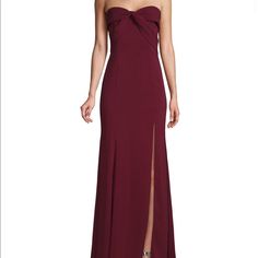 Maroon Front Twist Dress! Fits Like An 8 Burgundy Gown With Sweep Train For Formal Occasions, Burgundy Gown With Sweep Train For Formal Events, Burgundy Formal Gown With Sweep Train, Formal Burgundy Gown With Sweep Train, Fitted Burgundy Gown For Evening, Burgundy Evening Dress With Fitted Bodice For Gala, Evening Gown With Sweep Train In Burgundy, Burgundy Evening Gown With Sweep Train, Burgundy Gown For Prom Season