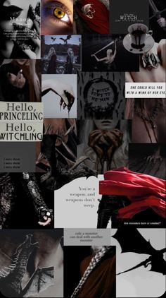 a collage of different images with the words hello princess, hello witching on them