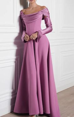 Satin Sleeves, Princesa Sophia, A Line Evening Dress, Modest Bridesmaid Dresses, Civil Ceremony, Crepe Dress, Modest Dresses, Stunning Dresses