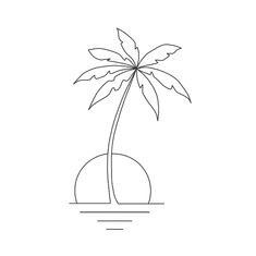 a single line drawing of a palm tree