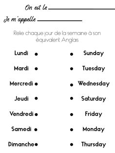 the french language worksheet is shown in black and white, with different words on it