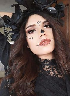 Muertos Makeup, Day Of The Dead Makeup, Cute Halloween Makeup, Halloween Makeup Diy