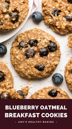 blueberry oatmeal breakfast cookies with text overlay