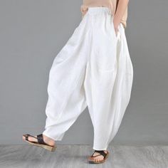 White Harem Pants, Kappa Pants, Linen Harem Pants, Elephant Pants, Balloon Pants, Drop Crotch Pants, Harem Pants Women, Hippie Pants, Summer Pants