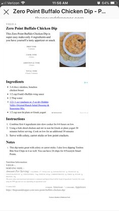 an image of a recipe for chicken dip on the app store page, which includes instructions to make it easy and delicious