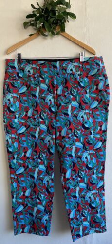 Soft Surroundings Pull On Pants Floral Colorful Red Blue Elastic Waist 1X x 25"  | eBay Casual Blue Bottoms With Vibrant Print, Multicolor Stretch Bottoms With Pockets, Soft Surroundings, Pull On Pants, Red Blue, Red And Blue, Elastic Waist, Elastic, Floral