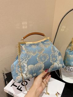 Bird in Bag - Embroidered Satin Evening Bag, Shoulder & Crossbody Chain Bag, Elegant Womens Clutch Bag, Perfect Bridal Blue Embroidered Clutch Shoulder Bag, Blue Embroidered Satchel Bag, Blue Embroidered Formal Bag, Formal Blue Embroidered Bag, Elegant Embroidered Blue Shoulder Bag, Elegant Blue Embroidered Shoulder Bag, Fancy Bags Purses, Womens Clutch, Bag Elegant