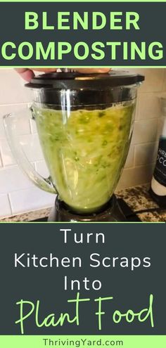 a blender filled with green liquid sitting on top of a counter