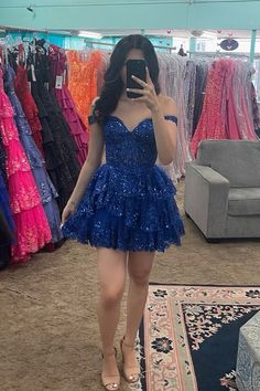 Royal Blue Sequin Appliques Tiered Short Dress Hoco Dress Light Blue, Hoco Dresses Blue, Tulle Material, Winter Formal Dresses, Dress Light Blue, Hoco Dress, Junior Prom Dresses, Tiered Ruffle Skirt, Sequin Appliques