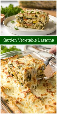 two pictures showing different types of lasagna