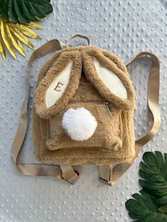 Cute Brown Bag For Students, Cute Brown Bags For Students, Cute Brown Backpack For School, Cute Brown Backpack For Back To School, Cute Brown Standard Backpack, Cute Brown School Backpack, Cute School Bag With Bunny Design, Cute Brown Travel Backpack, Gift Backpack With Zipper Closure