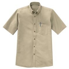 This short sleeve dress shirt is ready for business. Its smart styling features a convenient chest pocket and unique wood-tone buttons. A box pleat in the back allows for a comfortable range of motion while the fabric manages moisture to help keep you dry and comfortable on the job. No matter the occasion, the work shirt has the professional look and performance quality you need. Contrast Dress, Red Kap, Short Sleeve Dress Shirt, Oxford Dress, Poplin Dress, Work Shirt, Box Pleats, Professional Look, Short Sleeve Dress