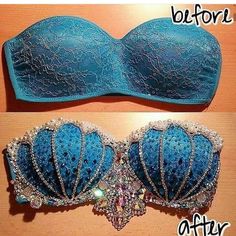 the before and after pictures of a bra that has been made to look like a mermaid's tail