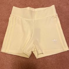 Brand New Never Worn Light Yellow Workout Shorts From Adidas Stretch Yellow Bottoms In Short Length, Yellow Stretch Bottoms Of Short Length, Yellow Stretch Short Bottoms, Yellow Stretch Bottoms Short Length, Yellow Stretch Short Length Bottoms, Sporty Yellow High-waisted Shorts, Yellow Athleisure Short Bottoms, Sporty Yellow Short Bottoms, Sporty Yellow High-waist Bottoms