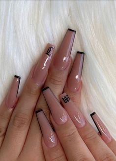 Long Acrylic Nails Inspo 2023, Purple Nails Acrylic With Initial, Basic Baddie Nails Spring, Long Acrylic Nails With Initials, Square Acrylic Nails With Initial, Long French Tip Nails Coffin, Nails With Names On Them, Nails Inspo February, Boyfriend Nails Designs