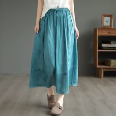 Women Summer Retro Linen A-Line Skirt Summer Retro, Summer Pattern, Summer Patterns, A Line Skirt, A Line Skirts, Pink And Green, Elastic Waist, A Line, Pattern