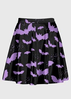 Purple Bat Pastel Goth Skirt - In Control Clothing Pastel Goth Skirt, Plus Size Pastel Goth, Inner Darkness, Purple Goth, Goth Skirt, Pastel Goth Outfits, Gothic Chic, Bat Design, Gothic Skirts