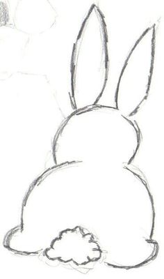 a drawing of a bunny sitting down with its head turned to the side and eyes closed