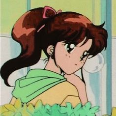 an anime character with long hair wearing a green dress