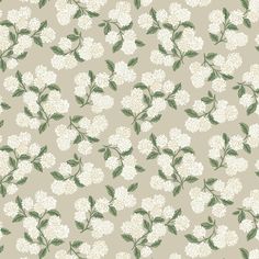 white flowers and green leaves are on a light green wallpaper with small white flowers