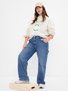 Mid Rise '90s Loose Carpenter Jeans with Washwell | Gap Relaxed Fit Mid-rise Cargo Jeans For Fall, Fall Mid-rise Relaxed Fit Cargo Jeans, Gap Relaxed Fit Pants With Five Pockets, Fall Gap Jeans, Gap Straight Leg Jeans For Fall, Oversized Utility Jeans For Fall, Fall Flare Jeans With Pockets And Relaxed Fit, Gap Casual Straight Leg Cargo Jeans, Gap Casual Jeans For Fall