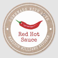 a red hot sauce sticker with the words homemade with love