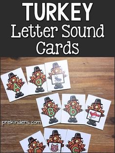 Free Turkey Letter Sound Cards for Pre-K Letter Sound Recognition, Thanksgiving Letter, Abc Phonics, Thanksgiving Classroom, Thanksgiving Preschool, Early Learning Activities, Match Game