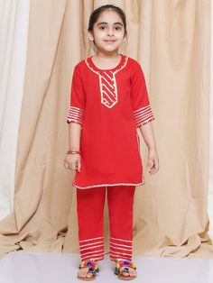 **Specifications : Please visit our brand store** https://www.etsy.com/in-en/shop/AJDezines?ref=seller-platform-mcnav Specially handcrafted clothing for the perfect look and comfort for the festive season 2 Pc Set : 1 Kurti and 1 Pyjama ||Style:- Kurta Salwar Set For Kids Girls Kurti : Solid Plain Kurti made in Rayon. Pajama : Solid Plain Pajama made in Rayon. Introduce your little one to the timeless elegance of traditional wear with this Girls' 3/4 Sleeve Salwar Suit adorned with Gota Patti de Diwali Outfit, Plain Kurti, Girls Kurti, Kids Ethnic Wear, Rayon Kurti, Diwali Outfits, Gotta Work, Kurta Pajama, Festive Wear