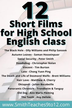 an image of a movie poster with the title 12 short films for high school english class