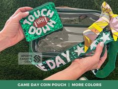 These coin pouches are the perfect accessory for your game days and will look super cute in your coordinating stadium bag!  The touchdown football pouches go perfectly with our sequin crossbody game day straps! *Please note, this is for the Coin Pouch only, all other items pictured are sold separately* Details: 5" L x 3.5" H  "Touchdown" pouch: sequin & beaded with zipper closure "Game Day" pouch: beaded with zipper closure Check out our other game day accessories and stadium bags here: https:// Clear Purses For Football Games, Football Bags, Game Day Bag, Sports Chic, Football Accessories, Stadium Bag, Clear Purses, Swag Bag, Clip Wallet