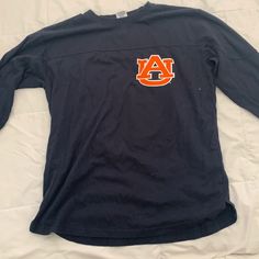 Auburn University Women’s Medium Long Sleeve Shirt, New With Tags Fall Long Sleeve College Style T-shirt, Blue Short Sleeve College Style Top, Blue Spring College Tops, Navy Cotton Top For College, Navy Cotton Tops For College, Blue Cotton College Style Tops, Blue Cotton Tops For College, College Long Sleeve Relaxed Fit Shirt, Blue Long Sleeve Shirt For College