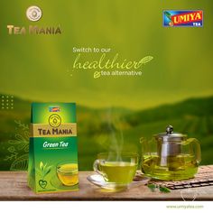 an advertisement for green tea from umiyaa, which is also available on the website