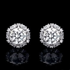 Absolutely gorgeous and unique halo design stud earrings featuring sparkling marquise and round simulated diamonds. These dazzling stones are professionally set in halo design heavy post settings with secure screw-back fastenings that are also child secure. All crafted from 14K solid white gold. Our created diamonds are synthetic simulants that feature brighter D color , FL / VVS1 clarity and ideal cut making them visually indistinguishable from natural diamonds that cost thousands of dollars. W Wedding Diamond Cluster Earrings With Halo Setting, Wedding Cluster Earrings With Diamond Halo Setting, Fine Jewelry Bridal Earrings With Halo Setting, Anniversary Halo Cluster Earrings With Cubic Zirconia, Cubic Zirconia Cluster Earrings With Halo Design For Anniversary, Wedding Lab-grown Diamond Cluster Earrings With Accents, Wedding Halo Design Earrings With Lab Grown Diamonds, Formal Halo Bridal Earrings With Cubic Zirconia, Wedding White Gold Cluster Earrings With Halo Setting