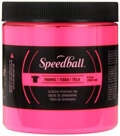 speedball fabric t - shirt printing ink in pink with black lid and white cap