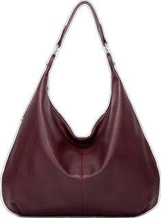 Casual Burgundy Shoulder Bag With Zipper Closure, Brown Solid Color Satchel Hobo Bag, Casual Burgundy Rectangular Shoulder Bag, Burgundy Satchel With Large Capacity For Fall, Fall Burgundy Satchel With Large Capacity, Burgundy Large Capacity Satchel For Fall, Fall Burgundy Large Capacity Satchel, Casual Everyday Burgundy Shoulder Bag, Casual Burgundy Shoulder Bag For Everyday