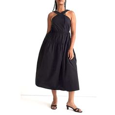 Madewell Womens Black Cotton Fit And Flare Sleeveless Midi Dress With Buckle Straps. New With Tags. Womens Size 10. Fabric Has No Stretch. Waist Is Drawstring And Adjustable See Photos For Measurements. Orders Are Shipped In 1-3 Business Days. Packaged With Care! Cami Midi Dress, Embroidered Midi Dress, Halter Midi Dress, Strapless Midi Dress, Tiered Midi Dress, Cotton Midi Dress, Sweater Dress Midi, Madewell Dresses, Flowy Skirt