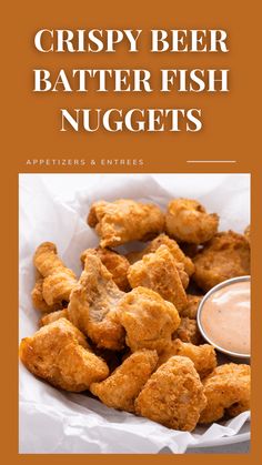 crispy beer batter fish nuggets with dipping sauce