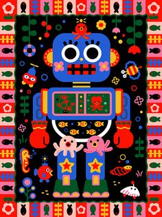 an image of a robot on a colorful background