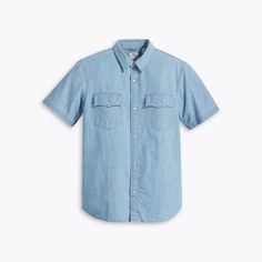 A little western, a little casual—our short-sleeve relaxed western shirt is the best of both. We kept it simple with an easy relaxed fit and a snap placket, and fini... Western Style Shirt For Ranch In Spring, Western Style Relaxed Fit Button-up Tops, Western Style Shirt For Spring Ranch, Western Shirt For Spring Ranch Occasions, Spring Western Shirt For Ranch, Western Style Cotton Shirt For Spring, Western Short Sleeve Tops For Spring, Western Style Short Sleeve Tops For Spring, Relaxed Fit Medium Wash Shirt For Rodeo